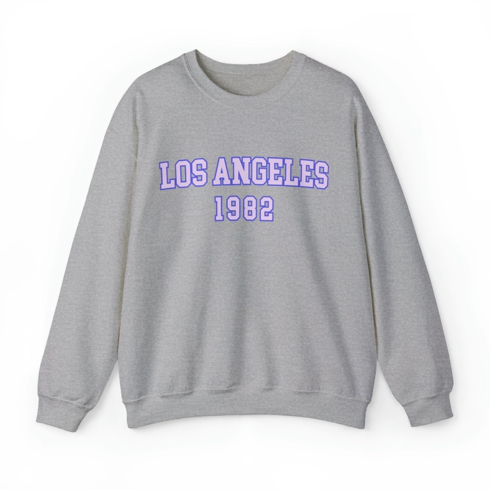 Anthropologie Gray Crew Neck Sweater with Purple Print